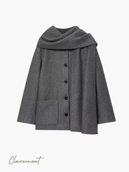 2025 Women Autumn Winter Jackets Coats Casual Solid Scarf Collar Single Breasted Female Elegant Street Jacket Outerwear Clothing