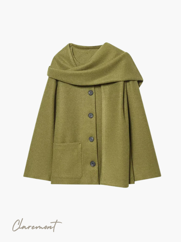 2025 Women Autumn Winter Jackets Coats Casual Solid Scarf Collar Single Breasted Female Elegant Street Jacket Outerwear Clothing